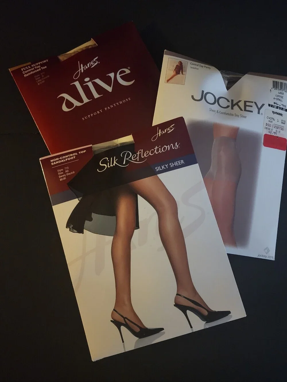 Vintage New, 3 Original Packages Nylons, Hosiery Various Colors, Hanes & Jockey